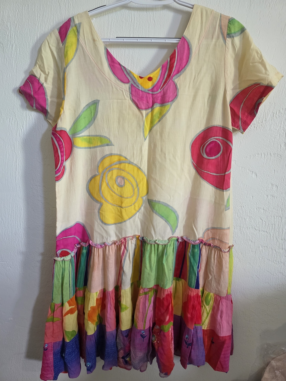 Jams World Vintage Cream Dress with Pink, Yellow & Green Floral Print